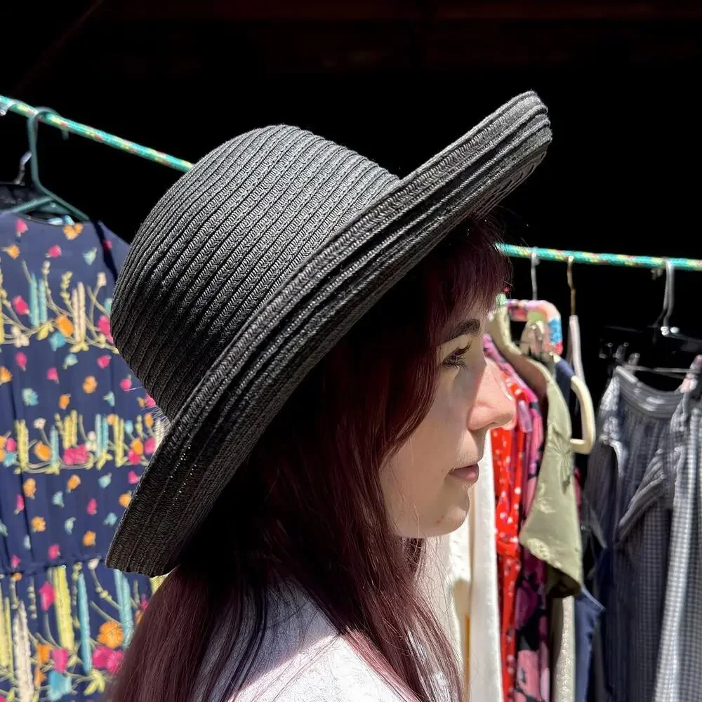 60s jet black straw hat wide brim ostrich plume pheasant feather